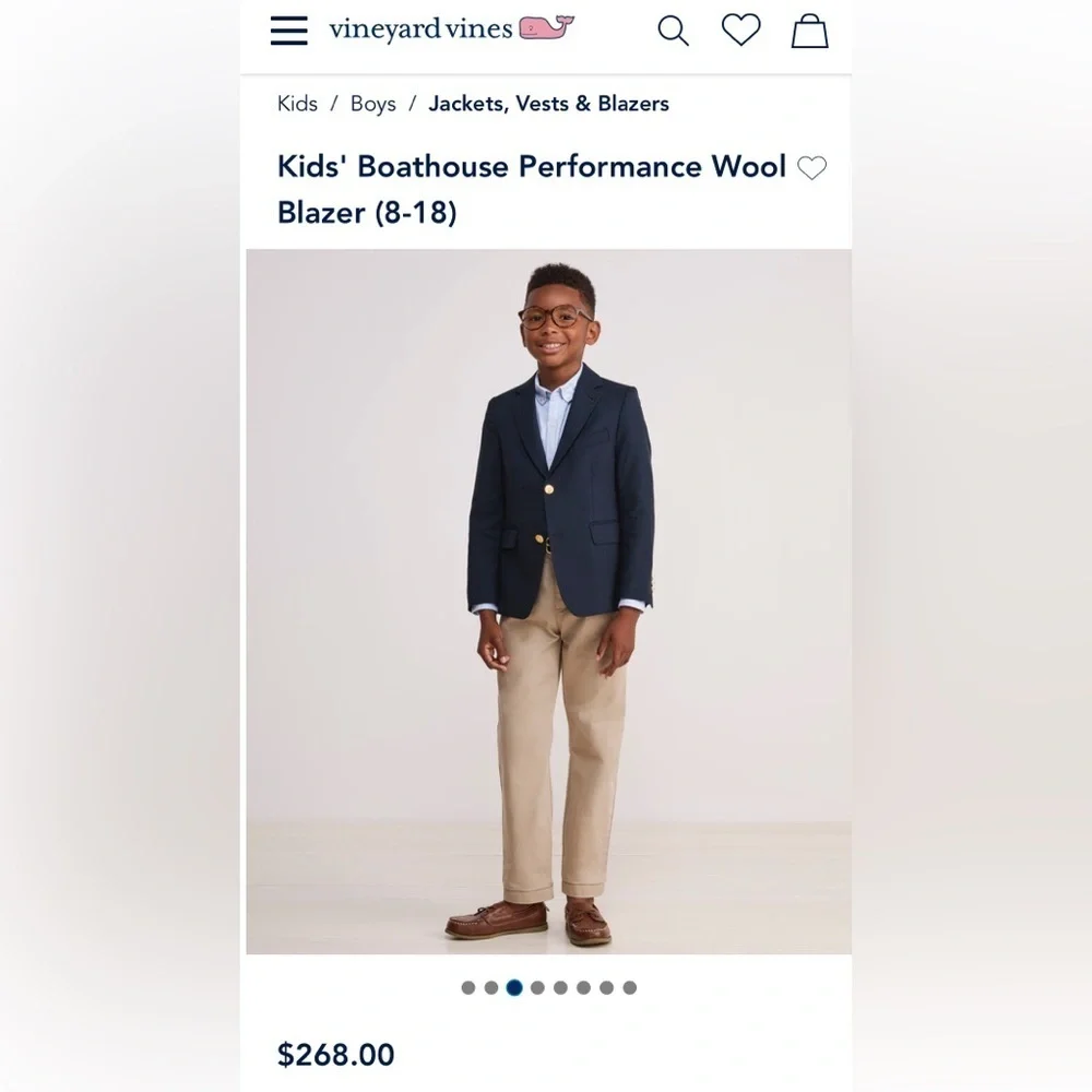 Vineyard Vines Kids' Boathouse Performance Wool Blazer Navy Size 16 EUC